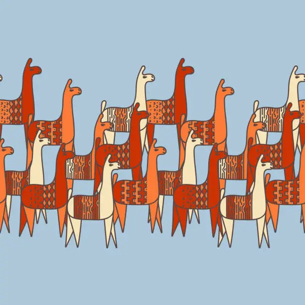 Vector illustration of Seamless border, pattern with llama. Vector Illustration for childish fabric, textile