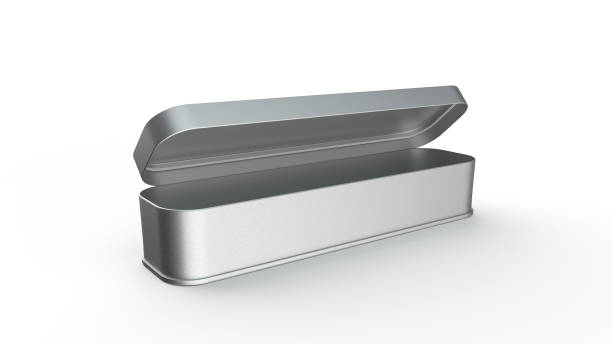 istock Long rectangle pencil box on white background blank stainless box for pencil or stationery isolated 3d illustration 1358099060