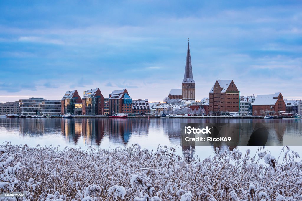 View over the river Warnow to the city Rostock, Germany View over the river Warnow to the city Rostock, Germany. City Stock Photo