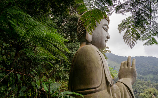 ein budhha-stein aus den genting highlands - sky dramatic sky cloudscape passion stock-fotos und bilder