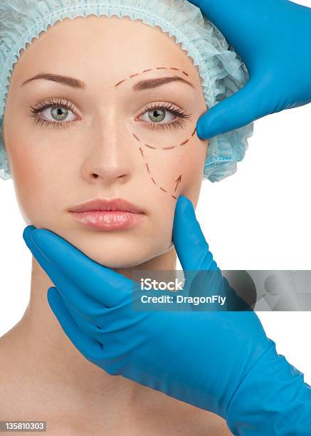 Female Face Before Plastic Surgery Operation Stock Photo - Download Image Now - Eye, Eyebrow, Picking Up