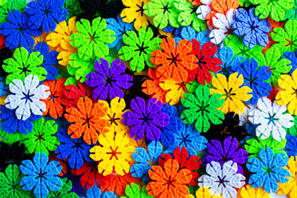 small plastic toy flowers in pots, toy lucky bee