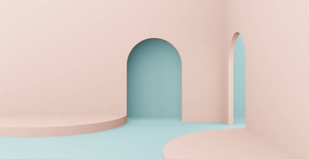 istock 3d rendering background with abstract podium and wall scene background. 1358104960