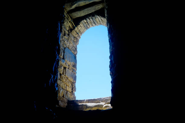istock The view from the stone window to the sky 1358111953