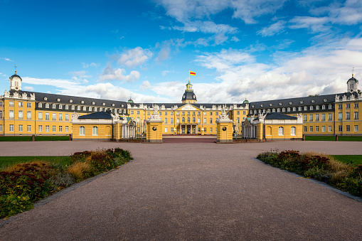 Karlsruhe, Germany - October 21, 2021: view to famous castle in Karlsruhe.