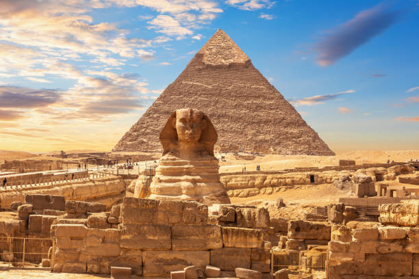 istock The Great Sphinx and the Khafre Pyramid, Egypt, Giza 1358119730