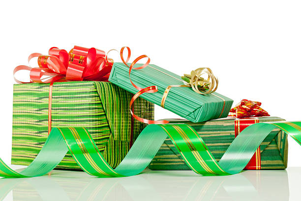 istock Christmas presents against white background 135812061