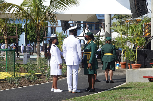 Bridgetown, Barbados, 29th Nov 2021. Barbados became an independent country.  Bridgetown hosted a celebration with military parades and dignitories in attendence.