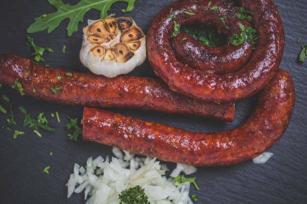 Serving Grilled Barbecue Sausage