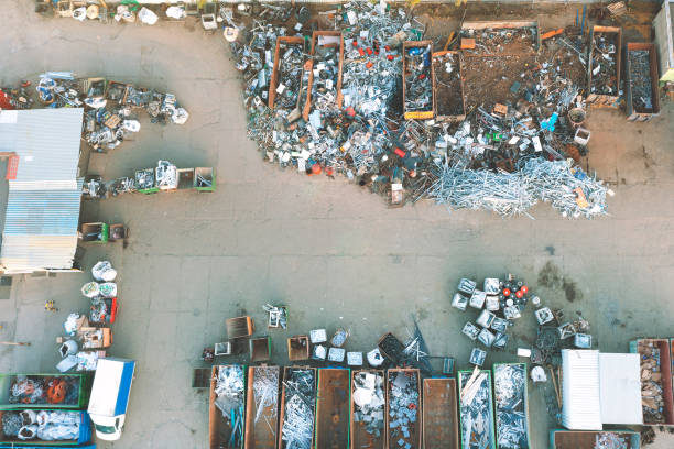 istock Containers from a height with different types of metal, Sorting for remelting metal products 1358127571