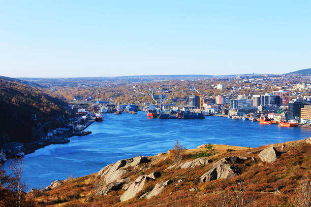 St. John's Harbour A view of St. John's Harbour and the city of St. John's, from Signal Hill. newfoundland island photos stock pictures, royalty-free photos & images