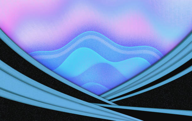 istock Blue and pink gentle softness and black curve lines background. 1358131586