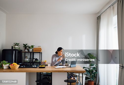istock Happy Business Woman Working from Home 1358132468