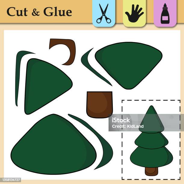 Jeu De Papier Pour Les Enfants Créez Lapplique Mignonne Evergreen Tree Couper Et Coller Symbole De Lhiver Jeu Déducation Et De Logique Niveau Difficile Activité De Feuille De Calcul Parfaite Pour La Pratique Des Ciseaux Moteur Coupe Vecteurs libres de droits et plus d'images vectorielles de Apprentissage