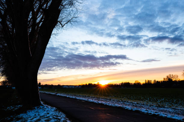istock Sunset in the Pappelallee, Munich, Feldmoching 1358136732