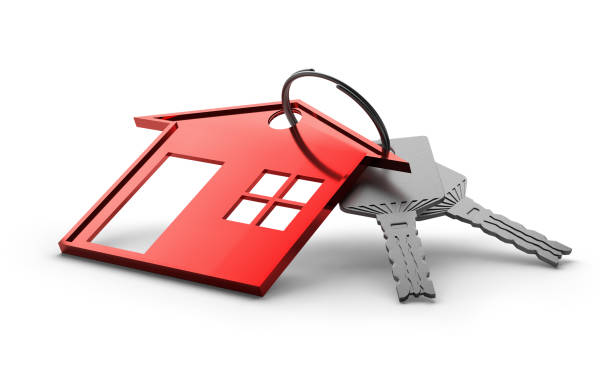 istock keys with red house key ring isolated on a white background.3d rendering 1358137736