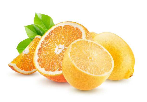 istock oranges and lemons with leaves  isolated on a white background 1358139863