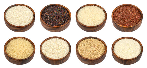 istock Collection of rice isolated on white background 1358140626