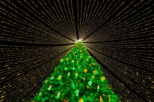 istock Beautiful scenic decorated Christmas Tree with decorations and illuminated by light garlands against Sophia Cathedral on background Sofievska square market. Happy 2022 New Year and xmas Celebration 1358142221