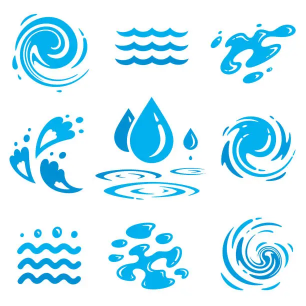 Vector illustration of water vector icons set