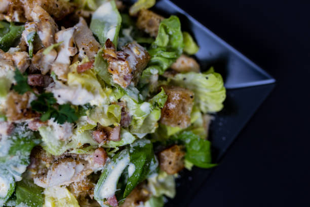 chicken parmesan topped with arugula and tomatoes - parmesan cheese chicken veal salad imagens e fotografias de stock