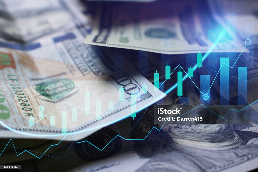 Stock Market Capital Gains Increasing From A Bull Market Stock Market Capital Gains Increasing From A Bull Market High Quality Inflation - Economics Stock Photo