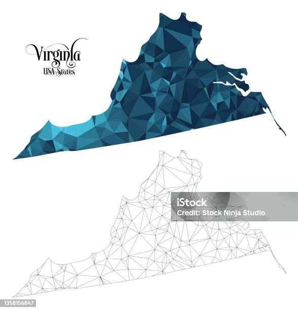 Virginia Shape Fun Low Poly Map Of Virginia State Polygonal Shape Vector Illustration ...