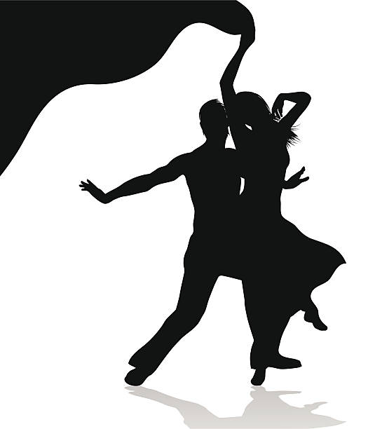 ダンスカップルシルエット - white background ballet dancer dancer dancing点のイラスト素材／クリップアート素材／マンガ素材／アイコン素材