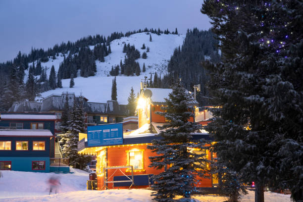 istock Ski resort village at dusk 1358162135