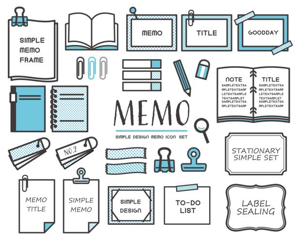 illustrazioni stock, clip art, cartoni animati e icone di tendenza di materiale di illustrazione vettoriale della cornice / cornice / decorazione / semplice per semplici memo e quaderni di progettazione - graffette