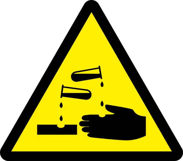 Vector illustration of Corrosive warning sign.