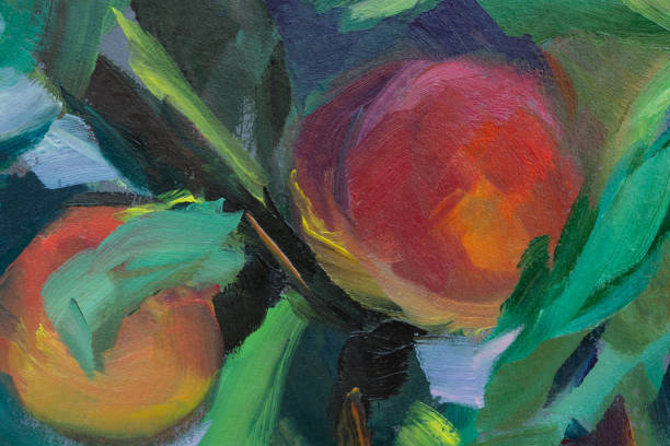 istock Oil painting peaches fragment. 1358180261