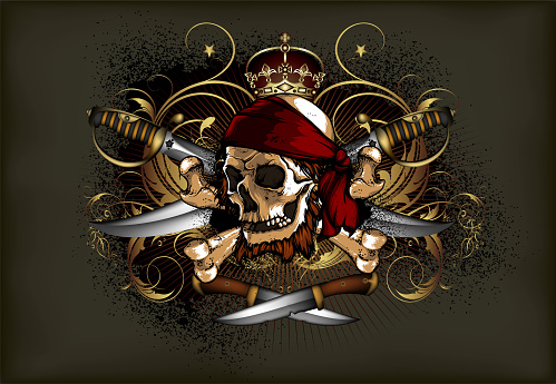 Decorative art background with skull. High detailed realistic illustration.