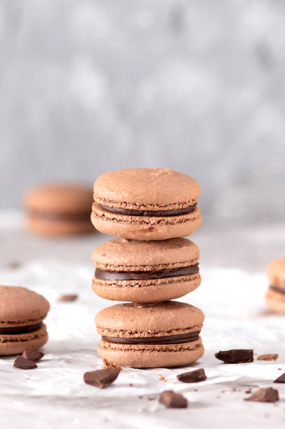 istock Homemade chocolate macaroons with chocolate ganash 1358191304