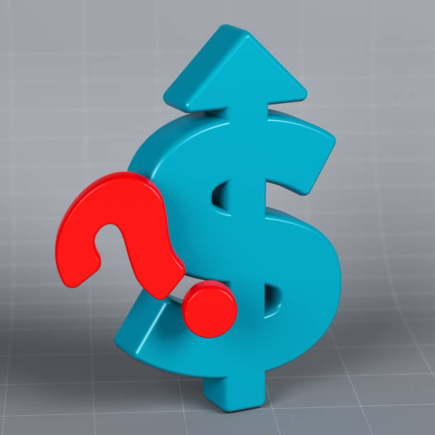 istock Grayish blue-colored arrow-shaped Dollar symbol and red-colored question mark. 1358193255