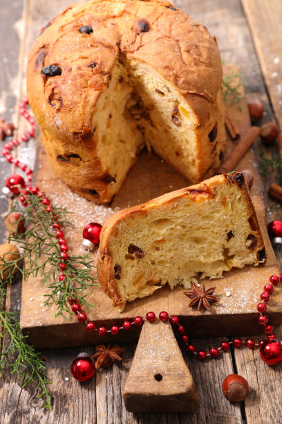 istock fruit cake italian-  Panettone with dried fruit 1358195175