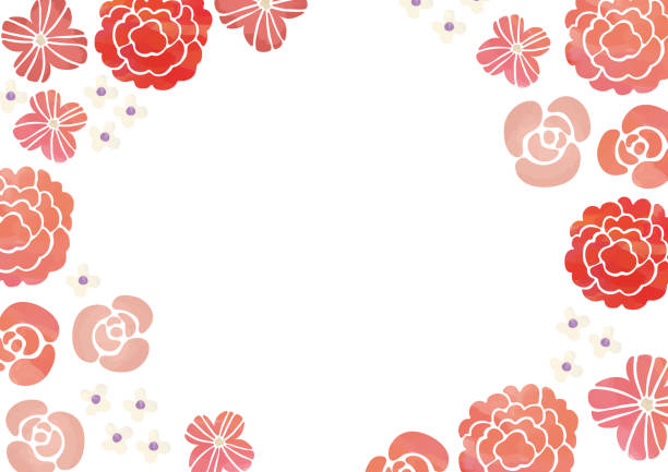 ilustrações de stock, clip art, desenhos animados e ícones de watercolor flower frame design - pink background frame femininity pink