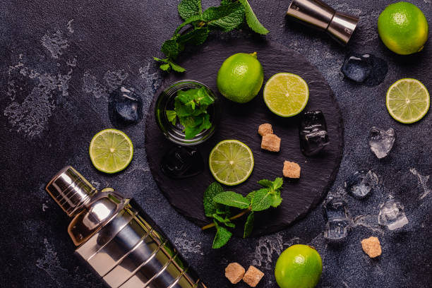 istock Fresh tasty ingredients for delicious mojito cocktail 1358200237