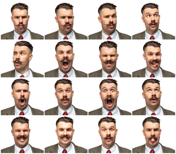 istock set of handsome emotional man over dark background 1358203305