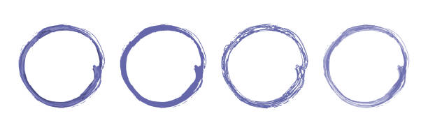 istock set of round frames painted with gouache brush painted with 2022 Very Peri color on a white background 1358205985