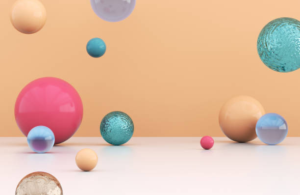 istock Abstract 3d render of spheres, composition with geometric shapes, modern background design 1358206084
