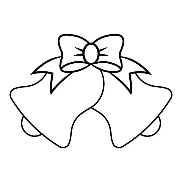 Christmas bells with bow icon logo stock illustration Christmas bells with bow icon logo, stock illustration bell sleeve stock illustrations