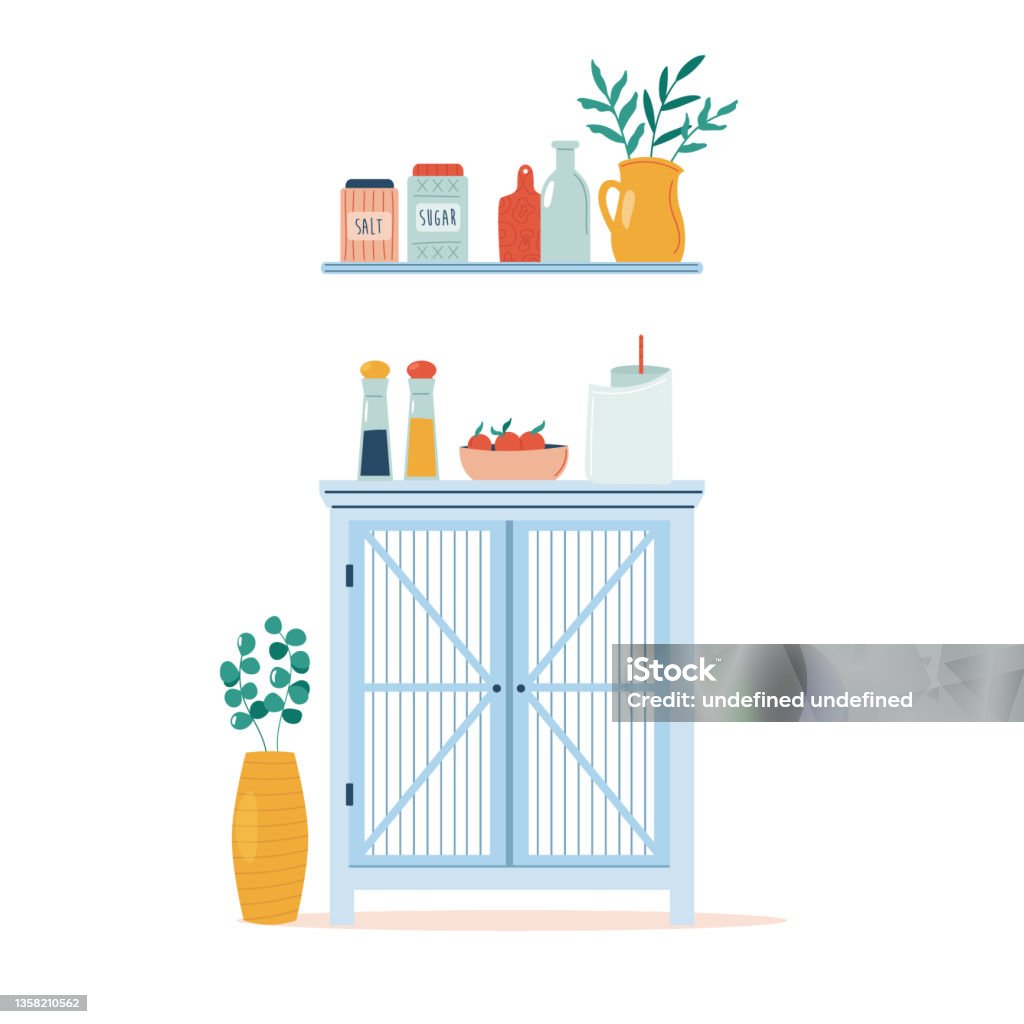 Kitchen Clean Vector Vector Illustration In A Modern Flat Style Of A Well Arranged Clean ...