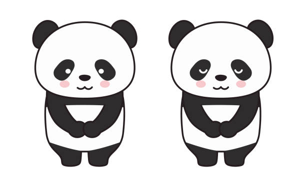 Set of panda bowing to someone. Panda bowing to someone. Vector illustration isolated on a white background. bowing cartoon stock illustrations
