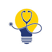istock Medical lamp vector logo template. Health ideas logo concept. 1358214481