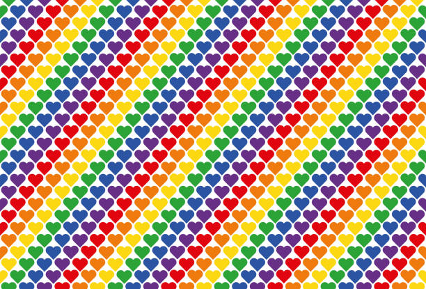 rainbow hearts seamless pattern. - vector backgrounds valentines day style stock illustrations