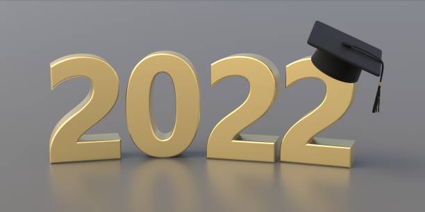 istock 2022 Class Graduation. Year number and College cap on silver grey background. 3d illustration 1358219879