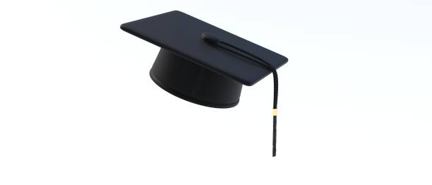 istock Graduate college, high school or university cap isolated on white background. 3d illustration 1358219894