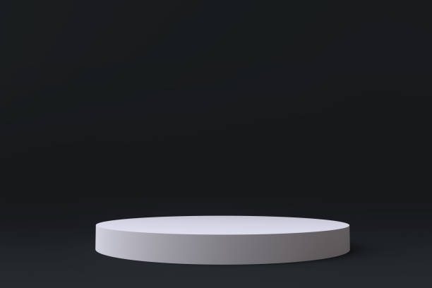istock Round colorful pedestal or podium. Creative minimal concept design. Abstract modern art illustration for presentation template. Realistic 3d render. 1358220704