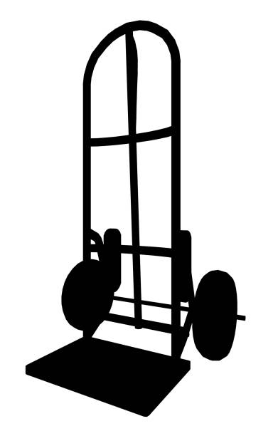 Computer generated 2D illustration of a black silhouette with a hand truck